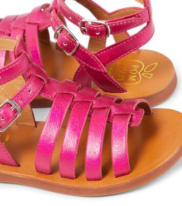 Plagette Gladiator metallic leather sandals  | Pom d'Api