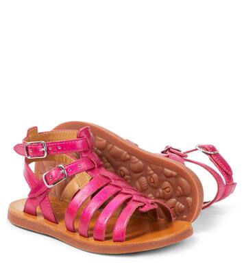 Plagette Gladiator metallic leather sandals  | Pom d'Api