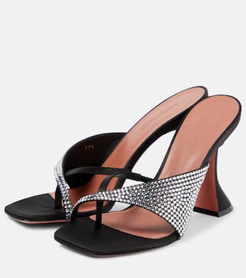 Sandalen Shiona aus Satin mit Kristallen | Amina Muaddi