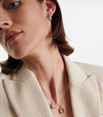 Collar Initial de oro de 14 ct con cuarzo y diamantes | Mateo