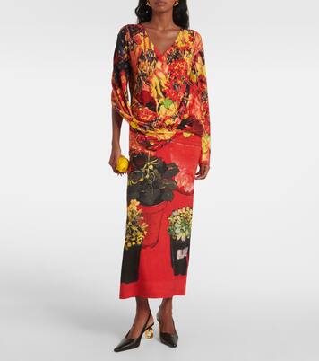 Robe longue asymétrique en laine mélangée | JW Anderson