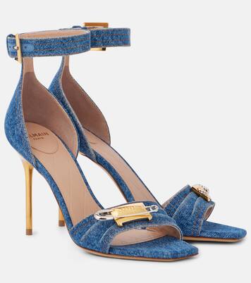 Logo denim sandals | Balmain