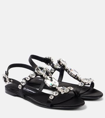 Sandalen Bianca aus Satin mit Kristallen | Dolce&Gabbana