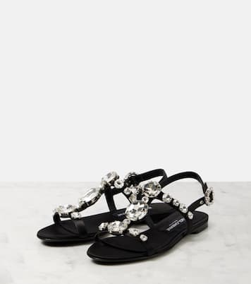 Sandalen Bianca aus Satin mit Kristallen | Dolce&Gabbana
