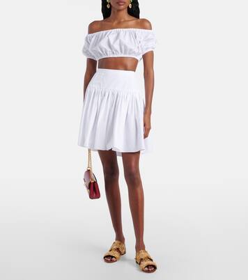 Minifalda de popelín de algodón plisada | Dolce&Gabbana