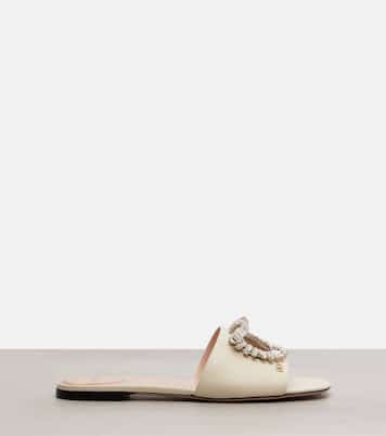 Adamantine embellished leather slides | Valentino Garavani