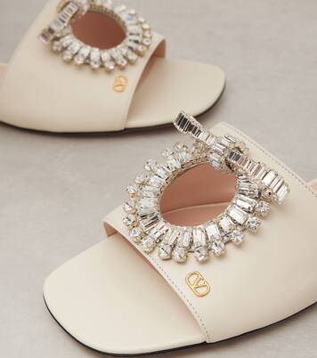 Adamantine embellished leather slides | Valentino Garavani