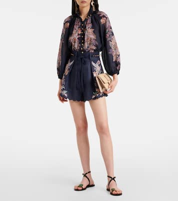 Shorts Rhiannon de lino bordados con paisley | Zimmermann