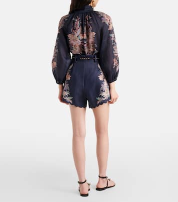Shorts Rhiannon de lino bordados con paisley | Zimmermann