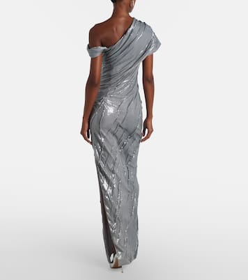 Sequined asymmetric gown | Marmar Halim