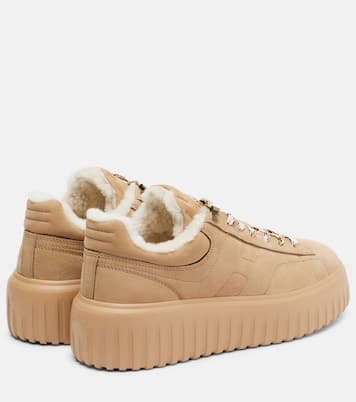 Sneakers H-Stripes aus Veloursleder und Shearling | Hogan