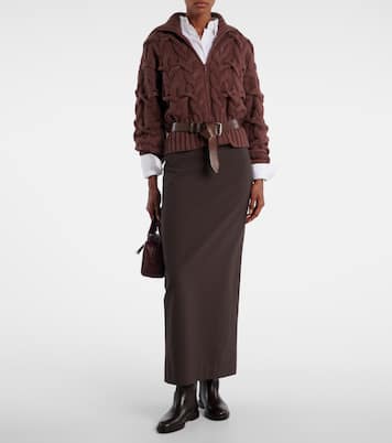 Cárdigan trenzado de cachemir con cremallera | Brunello Cucinelli