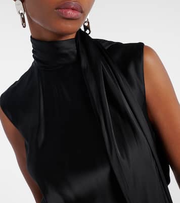 Abito midi in raso con frange e foulard | Acne Studios