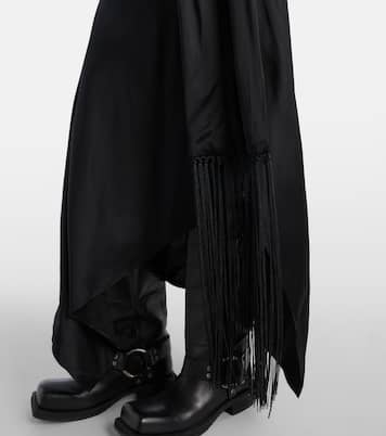Abito midi in raso con frange e foulard | Acne Studios