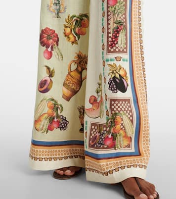 Pantalon ample Mercado imprimé en lin | Alémais