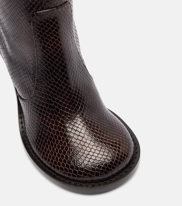 Snake-effect leather knee-high boots | Dries Van Noten