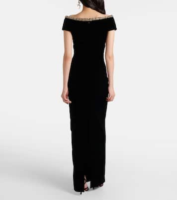Robe longue en velours à ornements | Roland Mouret
