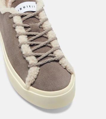 Shearling-trimmed suede low-top sneakers | Inuikii