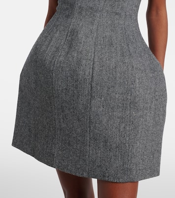 Herringbone wool-blend bustier dress | Self-Portrait
