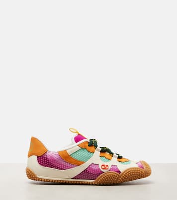 Amphibia leather-trimmed sneakers | Valentino Garavani