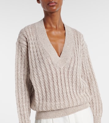 Sequined linen-blend sweater | Brunello Cucinelli