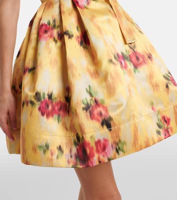 褶裥印花缎布迷你连衣裙 | Ganni