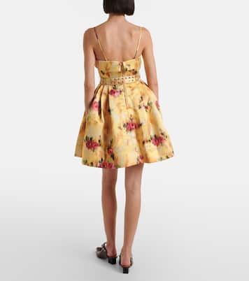 褶裥印花缎布迷你连衣裙 | Ganni