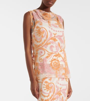 Embroidered point d'esprit top | Xu Zhi