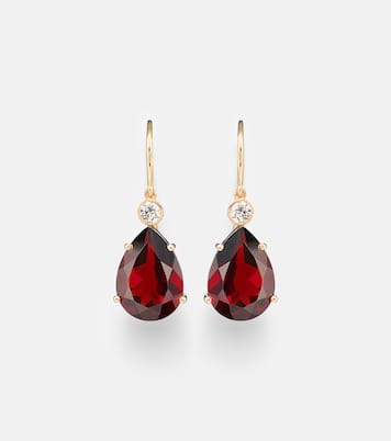 14kt gold (750/1000) earrings with garnets and diamonds | Ileana Makri