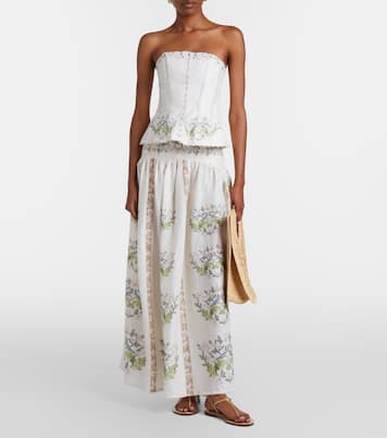 Curua floral linen midi skirt | Agua by Agua Bendita
