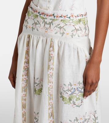 Curua floral linen midi skirt | Agua by Agua Bendita