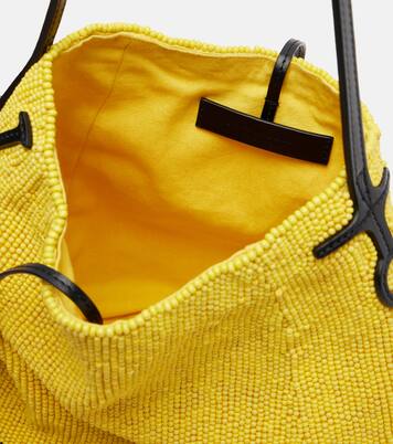 Bulb Small beaded leather-trimmed shoulder bag | JW Anderson