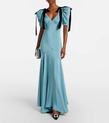 فستان طويل بتفاصيل فيونكة من الحرير الساتان  | Rodarte