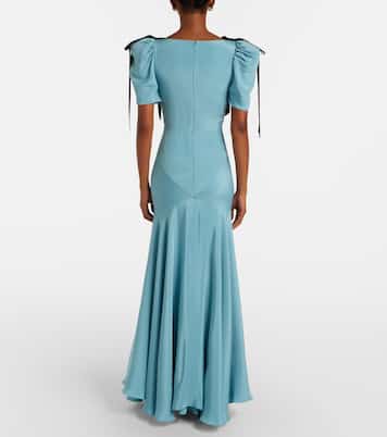 فستان طويل بتفاصيل فيونكة من الحرير الساتان  | Rodarte