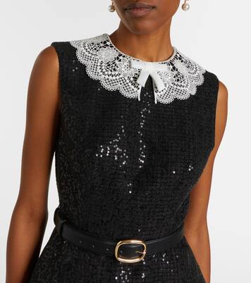 Belted sequined bouclé minidress | Self-Portrait