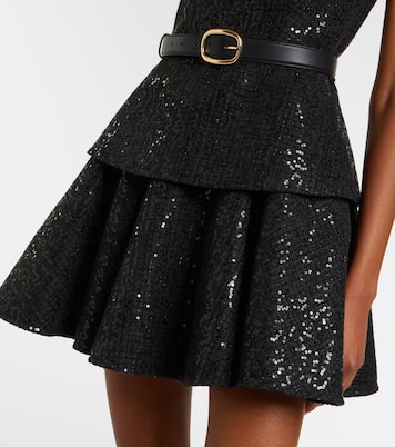 Belted sequined bouclé minidress | Self-Portrait