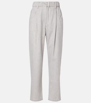 Pantalones tapered de lana con cuentas Monili | Brunello Cucinelli