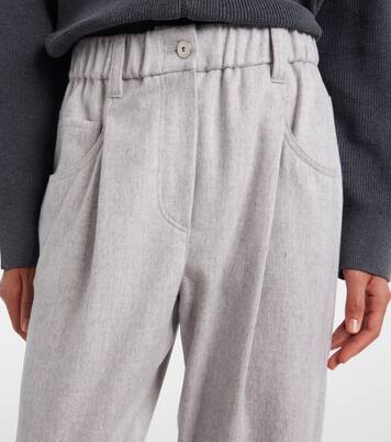 Pantalones tapered de lana con cuentas Monili | Brunello Cucinelli