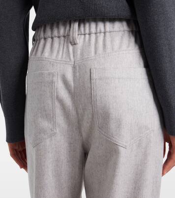Pantalones tapered de lana con cuentas Monili | Brunello Cucinelli