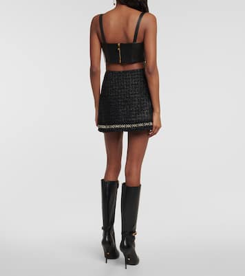 Embellished metallic tweed miniskirt | Versace
