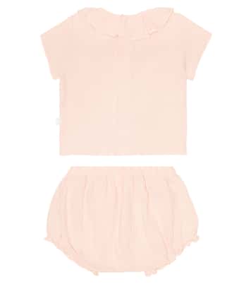 Baby cotton dress and bloomers set | Il Gufo