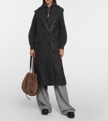 Checked wool-blend coat | Brunello Cucinelli