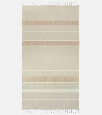 Fringed linen-blend lamé throw | Brunello Cucinelli