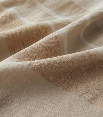 Fringed linen-blend lamé throw | Brunello Cucinelli