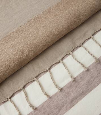 Fringed linen-blend lamé throw | Brunello Cucinelli