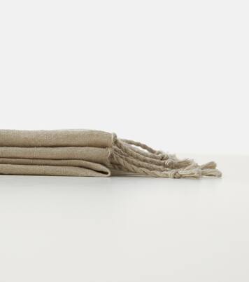 Fringed linen-blend lamé throw | Brunello Cucinelli