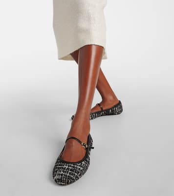 Mary-Jane-Ballerinas Mary Ribbon 05 aus Bouclé | Gianvito Rossi