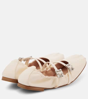 Crystal-embellished leather ballet flats | Roger Vivier