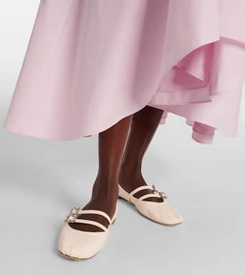 Crystal-embellished leather ballet flats | Roger Vivier