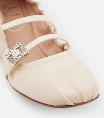 Crystal-embellished leather ballet flats | Roger Vivier